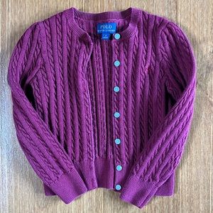 Little girl cable knit sweater/cardigan